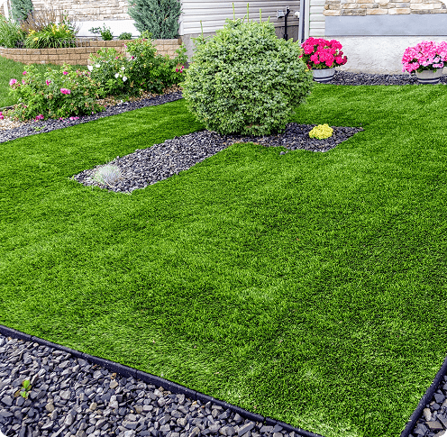 a synthetic turf lawn