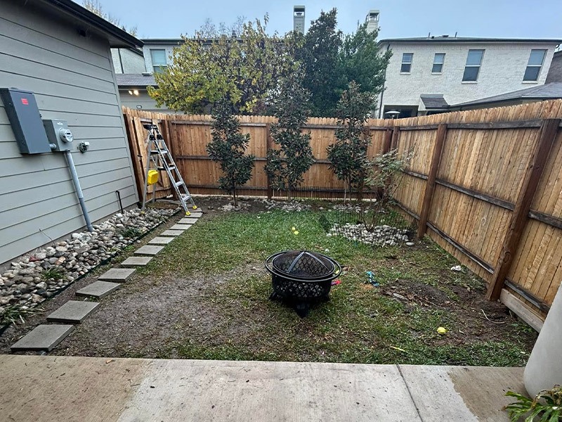 backyard before renovating and adding turf