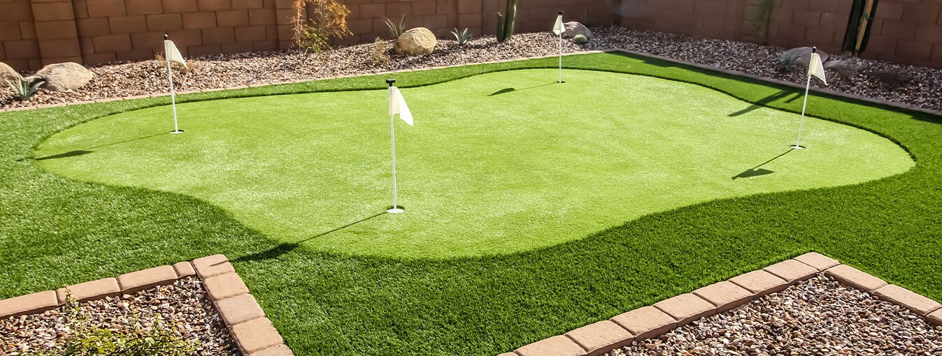putting green in a residential backyard